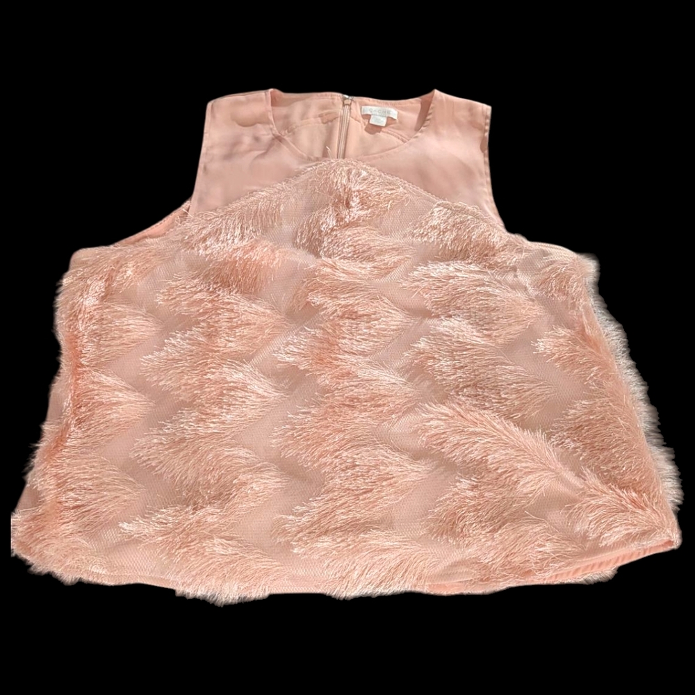 NWOT Cache Pink Textured Tank Top, Size XL